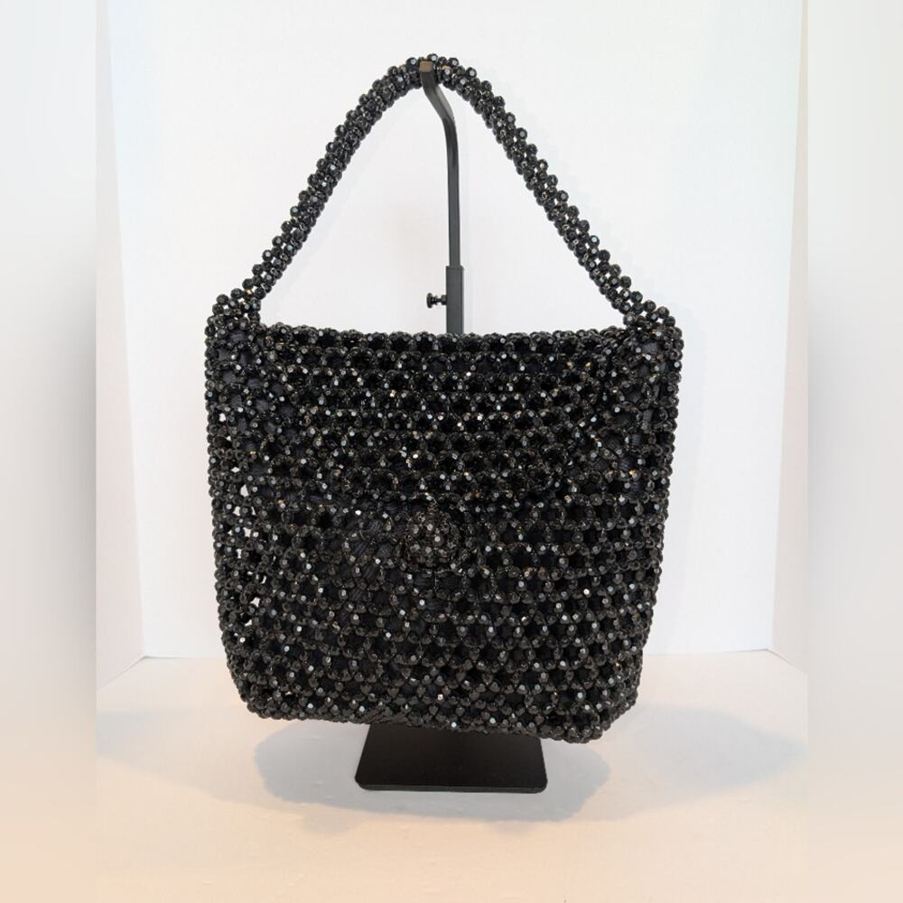 Elegant Black Beaded Handbag
